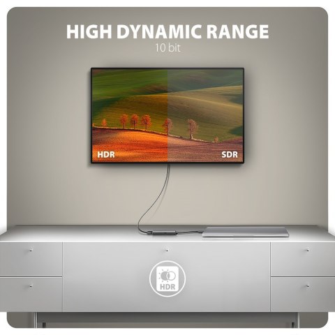 Axagon RVC-HI8KPD, USB-C -> HDMI 2.1 redukce / adaptér, 8K/60Hz, 4K/144Hz, HDR10+, PD100W 0,16 m USB Type-C HDMI + USB Type-C Axagon RVC-HI8KPD, USB-C -> HDMI 2.1 redukce / adaptér, 8K/60Hz, 4K/144Hz, HDR10+, PD100W 0,16 m USB Type-C HDMI + USB Type-C
