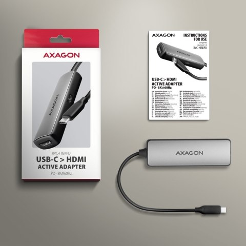 Axagon RVC-HI8KPD, USB-C -> HDMI 2.1 redukce / adaptér, 8K/60Hz, 4K/144Hz, HDR10+, PD100W 0,16 m USB Type-C HDMI + USB Type-C Axagon RVC-HI8KPD, USB-C -> HDMI 2.1 redukce / adaptér, 8K/60Hz, 4K/144Hz, HDR10+, PD100W 0,16 m USB Type-C HDMI + USB Type-C