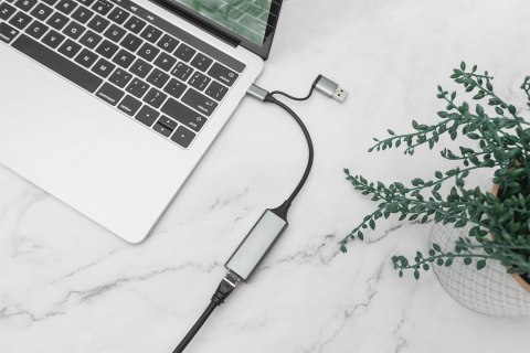 Adapter USB Typ-C na Gigabit Ethernet 2,5GUSB-C + USB A (USB 3.1/3.0) Adapter USB Typ-C na Gigabit Ethernet 2,5GUSB-C + USB A (USB 3.1/3.0)
