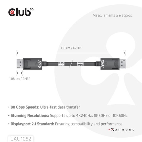CLUB3D CAC-1092 kabel DisplayPort 1,6 m Czarny CLUB3D CAC-1092 kabel DisplayPort 1,6 m Czarny