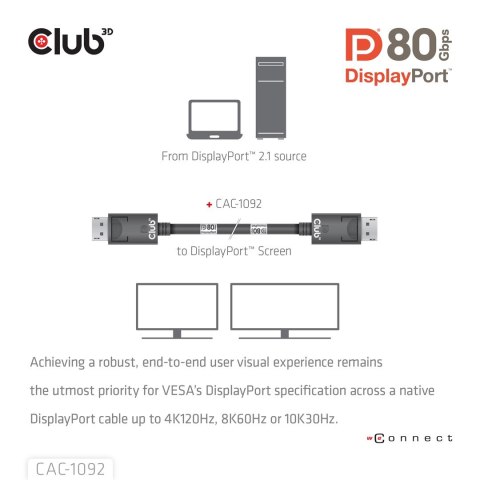 CLUB3D CAC-1092 kabel DisplayPort 1,6 m Czarny CLUB3D CAC-1092 kabel DisplayPort 1,6 m Czarny