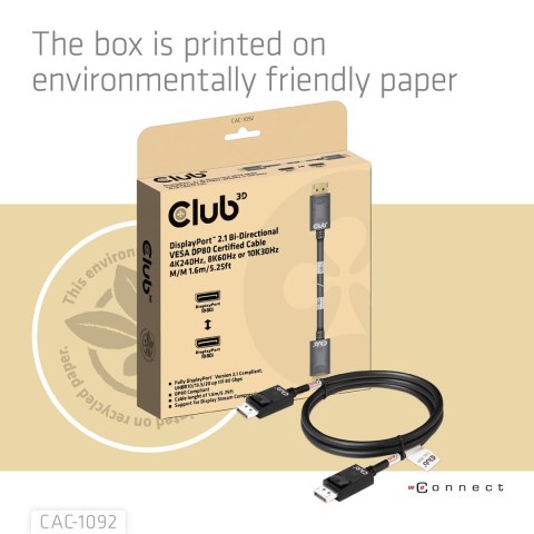 CLUB3D CAC-1092 kabel DisplayPort 1,6 m Czarny CLUB3D CAC-1092 kabel DisplayPort 1,6 m Czarny