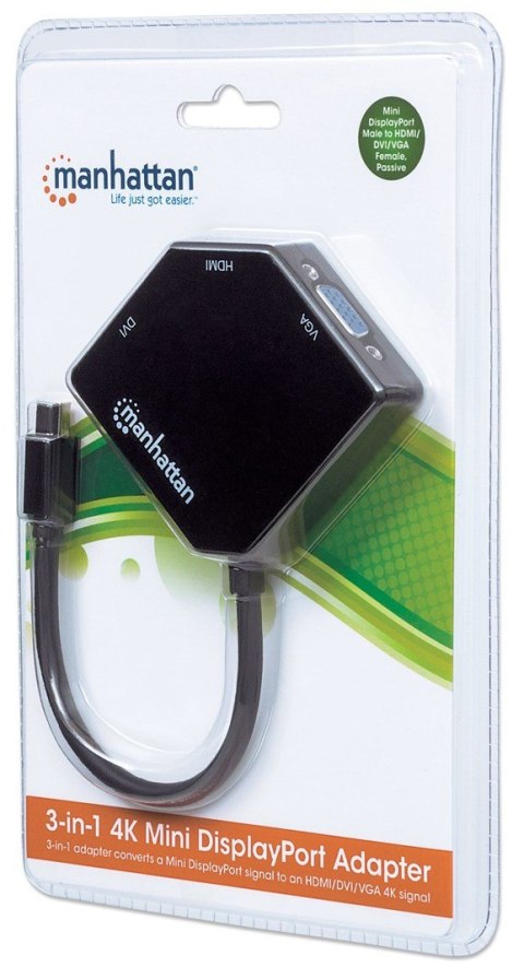 Manhattan 207720 adapter kablowy 0,25 m Mini DisplayPort DVI-I + VGA (D-Sub) + HDMI Czarny Manhattan 207720 adapter kablowy 0,25 m Mini DisplayPort DVI-I + VGA (D-Sub) + HDMI Czarny
