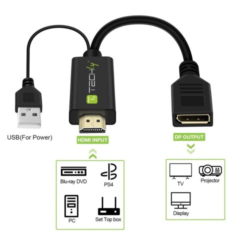 Techly ICOC HDMI-DP12A konwerter sygnału wideo 4096 x 2160 px Techly ICOC HDMI-DP12A konwerter sygnału wideo 4096 x 2160 px