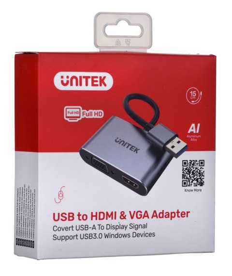 UNITEK ADAPTER USB-A - HDMI & VGA, FULLHD, M/F UNITEK ADAPTER USB-A - HDMI & VGA, FULLHD, M/F