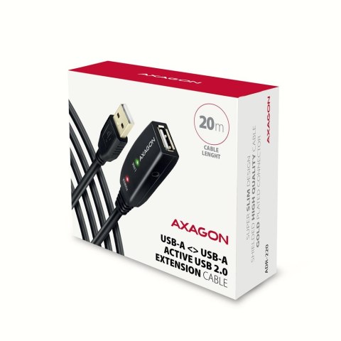 Axagon ADR-220 USB 2.0 A-M -> A-F active extension/repeater cable 20m - Kabel - Digital/Daten kabel USB USB A Czarny Axagon ADR-220 USB 2.0 A-M -> A-F active extension/repeater cable 20m - Kabel - Digital/Daten kabel USB USB A Czarny