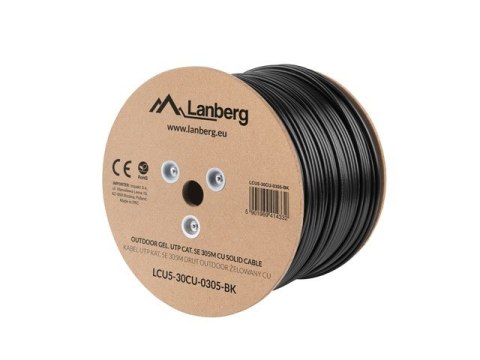 Kabel U/UTP Lanberg LCU5-30CU-0305-BK (UTP; 305m; kat. 5e; kolor czarny) Kabel U/UTP Lanberg LCU5-30CU-0305-BK (UTP; 305m; kat. 5e; kolor czarny)