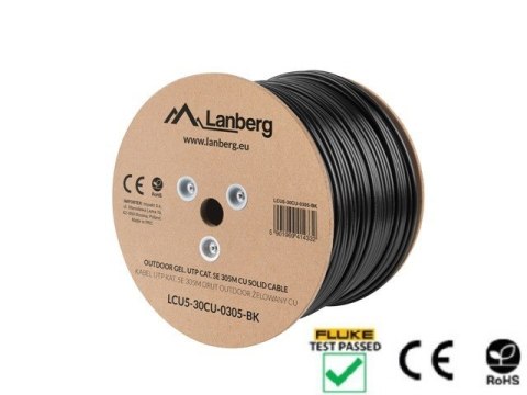 Kabel U/UTP Lanberg LCU5-30CU-0305-BK (UTP; 305m; kat. 5e; kolor czarny) Kabel U/UTP Lanberg LCU5-30CU-0305-BK (UTP; 305m; kat. 5e; kolor czarny)