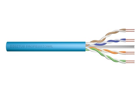Kabel instalacyjny DIGITUS kat.6A, U/UTP, B2ca, AWG 23/1, LSOH, 100m, niebieski Kabel instalacyjny DIGITUS kat.6A, U/UTP, B2ca, AWG 23/1, LSOH, 100m, niebieski