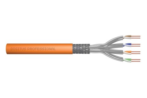 Kabel instalacyjny DIGITUS kat.7, S/FTP, B2ca, AWG 23/1, LSOH, 100m, pomarańczowy Kabel instalacyjny DIGITUS kat.7, S/FTP, B2ca, AWG 23/1, LSOH, 100m, pomarańczowy
