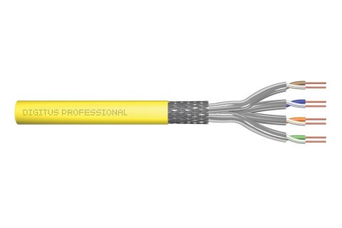 Kabel instalacyjny DIGITUS kat.7A, S/FTP, Dca, AWG22/1, LSOH, 500m, żółty, szpula Kabel instalacyjny DIGITUS kat.7A, S/FTP, Dca, AWG22/1, LSOH, 500m, żółty, szpula