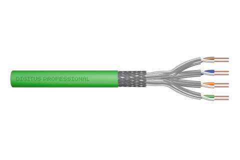 Kabel instalacyjny DIGITUS kat.8.2, S/FTP, Dca, AWG 22/1, LSOH, 500m, zielony, szpula Kabel instalacyjny DIGITUS kat.8.2, S/FTP, Dca, AWG 22/1, LSOH, 500m, zielony, szpula