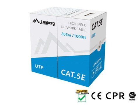 Kabel sieciowy Lanberg LCU5-11CU-0305-S (U/UTP - U/UTP ; UTP; 305m; kat. 5e; kolor szary) Kabel sieciowy Lanberg LCU5-11CU-0305-S (U/UTP - U/UTP ; UTP; 305m; kat. 5e; kolor szary)