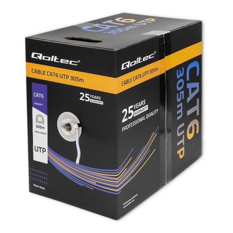 QOLTEC KABEL SIECIOWY SKRĘTKA UTP | CAT6 | 305M | PVC SZARY QOLTEC KABEL SIECIOWY SKRĘTKA UTP | CAT6 | 305M | PVC SZARY