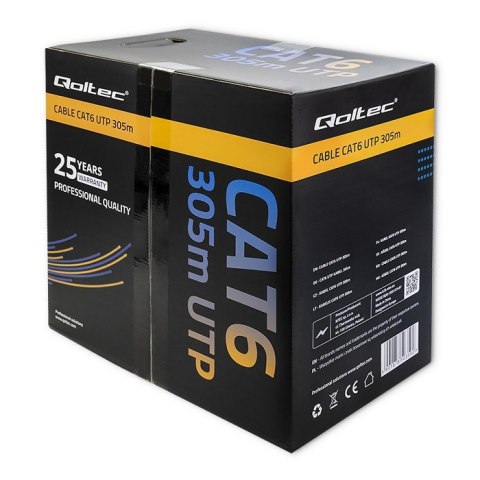 QOLTEC KABEL SIECIOWY SKRĘTKA UTP | CAT6 | 305M | PVC SZARY QOLTEC KABEL SIECIOWY SKRĘTKA UTP | CAT6 | 305M | PVC SZARY