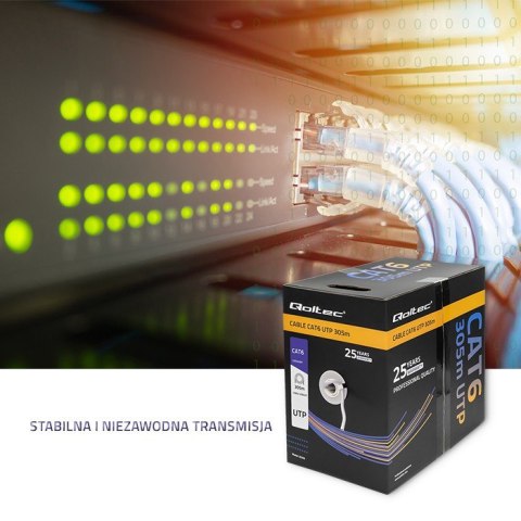 QOLTEC KABEL SIECIOWY SKRĘTKA UTP | CAT6 | 305M | PVC SZARY QOLTEC KABEL SIECIOWY SKRĘTKA UTP | CAT6 | 305M | PVC SZARY