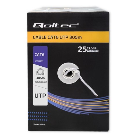 QOLTEC KABEL SIECIOWY SKRĘTKA UTP | CAT6 | 305M | PVC SZARY QOLTEC KABEL SIECIOWY SKRĘTKA UTP | CAT6 | 305M | PVC SZARY