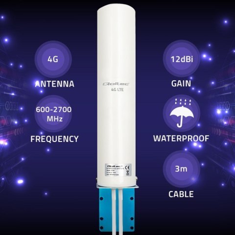 QOLTEC ANTENA 4G LTE DUAL | 12DBI | DOOKÓLNA | ZEWNĘTRZNA QOLTEC ANTENA 4G LTE DUAL | 12DBI | DOOKÓLNA | ZEWNĘTRZNA