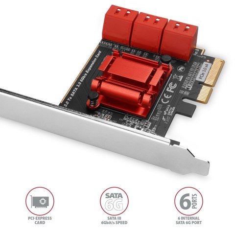 AXAGON PCES-SA6 Kontroler PCIe 6x wewn. AXAGON PCES-SA6 Kontroler PCIe 6x wewn.