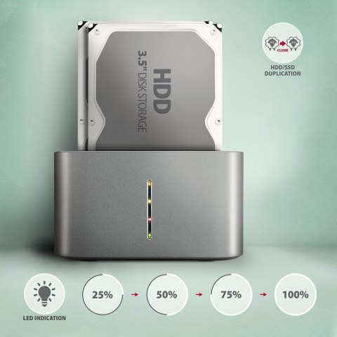Stacja dokująca AXAGON ADSA-DC USB3.2 Gen1 - 2x SATA 6G CLONE DUAL HDD ASMedia Stacja dokująca AXAGON ADSA-DC USB3.2 Gen1 - 2x SATA 6G CLONE DUAL HDD ASMedia