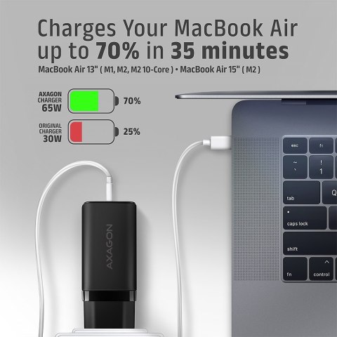 AXAGON ACU-DPQ65 Ładowarka sieciowa, GaN 65W, 3x port (USB-A + dual USB-C), PD3.0/QC4+/PPS/Apple AXAGON ACU-DPQ65 Ładowarka sieciowa, GaN 65W, 3x port (USB-A + dual USB-C), PD3.0/QC4+/PPS/Apple