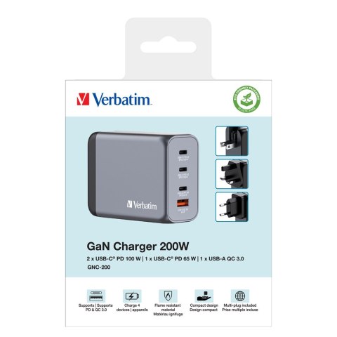GNC-200 GAN CHARGER 4 PORT 200W/USB A/C (EU/UK/US) GNC-200 GAN CHARGER 4 PORT 200W/USB A/C (EU/UK/US)