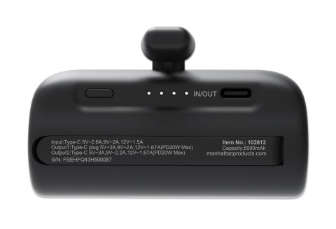 Manhattan 102612 bank mocy Litowo-jonowa (Li-Ion) 5000 mAh Czarny Manhattan 102612 bank mocy Litowo-jonowa (Li-Ion) 5000 mAh Czarny