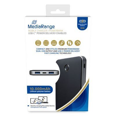 MediaRange MR753 bank mocy Litowo-polimerowy (LiPo) 10000 mAh Czarny MediaRange MR753 bank mocy Litowo-polimerowy (LiPo) 10000 mAh Czarny