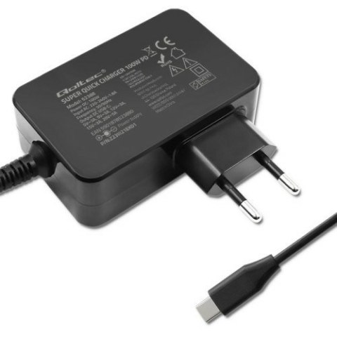 QOLTEC ŁADOWARKA GAN POWER PRO | 1XUSB-C | 100W | 5-20V | 3-5A | CZARNA QOLTEC ŁADOWARKA GAN POWER PRO | 1XUSB-C | 100W | 5-20V | 3-5A | CZARNA