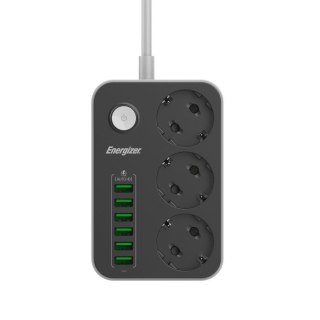 Energizer EPB2500W01EU rozgałęziacz 2 m 3 x gniazdo sieciowe Wewnętrzna Biały, Czarny