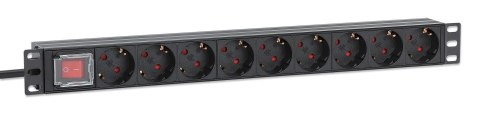 Intellinet 715133 rozdzielacz zasilania PDU 9 x gniazdo sieciowe 1U Czarny Intellinet 715133 rozdzielacz zasilania PDU 9 x gniazdo sieciowe 1U Czarny