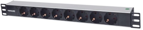 Rozdzielacz zasilania PDU 8 x gniazdo sieciowe 1U Aluminium, Czarny Rozdzielacz zasilania PDU 8 x gniazdo sieciowe 1U Aluminium, Czarny