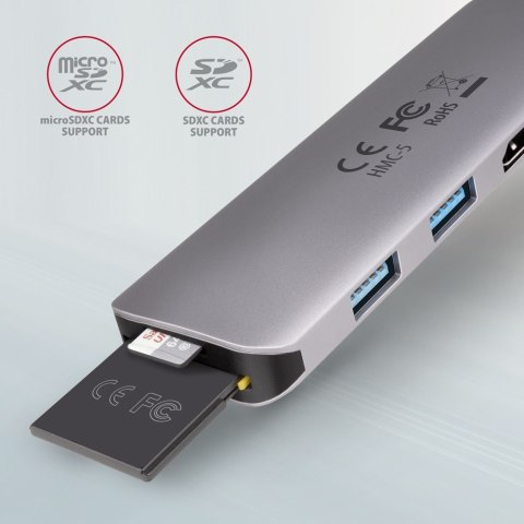 Axagon HMC-5 stacja dokująca Przewodowa USB 3.2 Gen 1 (3.1 Gen 1) Type-C Szary Axagon HMC-5 stacja dokująca Przewodowa USB 3.2 Gen 1 (3.1 Gen 1) Type-C Szary