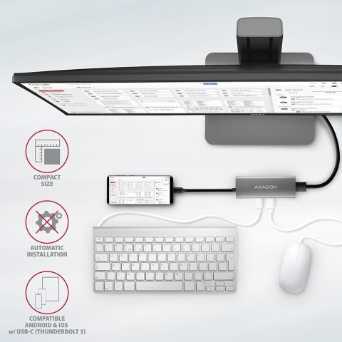 Axagon HMC-5G2 stacja dokująca USB 3.2 Gen 2 (3.1 Gen 2) Type-C Szary Axagon HMC-5G2 stacja dokująca USB 3.2 Gen 2 (3.1 Gen 2) Type-C Szary
