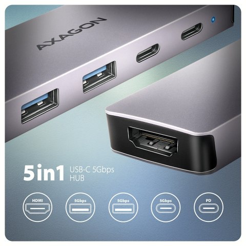 Axagon HMC-5H60 stacja dokująca Przewodowa USB 3.2 Gen 1 (3.1 Gen 1) Type-C Szary Axagon HMC-5H60 stacja dokująca Przewodowa USB 3.2 Gen 1 (3.1 Gen 1) Type-C Szary