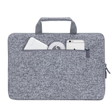 Etui na laptop 13,3" RIVACASE Anvik, jasny szare, z uchwytem, z materiału wodoodpornego, pluszowe wnętrze, tylna kieszeń na smar Etui na laptop 13,3" RIVACASE Anvik, jasny szare, z uchwytem, z materiału wodoodpornego, pluszowe wnętrze, tylna kieszeń na smar