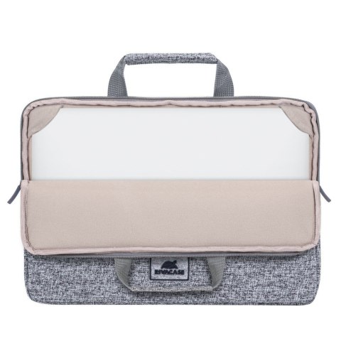 Etui na laptop 13,3" RIVACASE Anvik, jasny szare, z uchwytem, z materiału wodoodpornego, pluszowe wnętrze, tylna kieszeń na smar Etui na laptop 13,3" RIVACASE Anvik, jasny szare, z uchwytem, z materiału wodoodpornego, pluszowe wnętrze, tylna kieszeń na smar