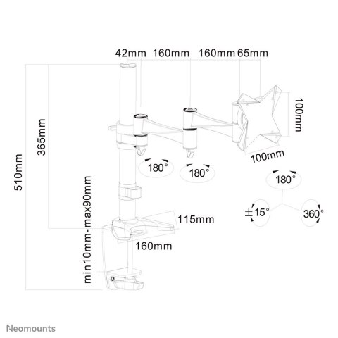 Neomounts FPMA-D1330SILVER uchwyt / stojak do monitorów 76,2 cm (30") Biurko Srebrny Neomounts FPMA-D1330SILVER uchwyt / stojak do monitorów 76,2 cm (30") Biurko Srebrny
