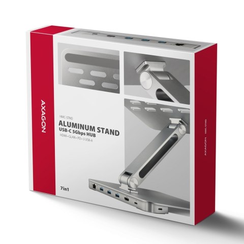 Stojak na laptop 10-16" + hub I/O 7 w 1 AXAGON Stojak na laptop 10-16" + hub I/O 7 w 1 AXAGON