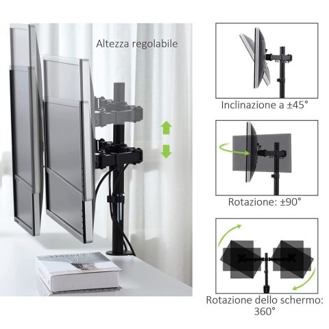 Techly ICA-LCD 482-D uchwyt / stojak do monitorów 68,6 cm (27") Czarny Biurko