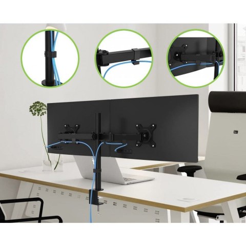 Techly ICA-LCD 482-D uchwyt / stojak do monitorów 68,6 cm (27") Czarny Biurko