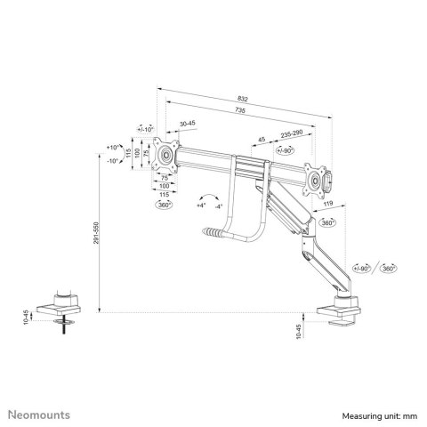 Neomounts DS75-450BL2 uchwyt / stojak do monitorów 81,3 cm (32") Biurko Czarny Neomounts DS75-450BL2 uchwyt / stojak do monitorów 81,3 cm (32") Biurko Czarny