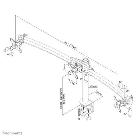 Neomounts FPMA-D700D3 uchwyt / stojak do monitorów 68,6 cm (27") Biurko Czarny Neomounts FPMA-D700D3 uchwyt / stojak do monitorów 68,6 cm (27") Biurko Czarny