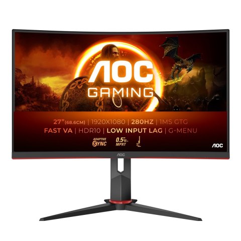 AOC G2 C27G2Z3/BK monitor komputerowy 68,6 cm (27") 1920 x 1080 px Full HD LED Czarny, Czerwony AOC G2 C27G2Z3/BK monitor komputerowy 68,6 cm (27") 1920 x 1080 px Full HD LED Czarny, Czerwony