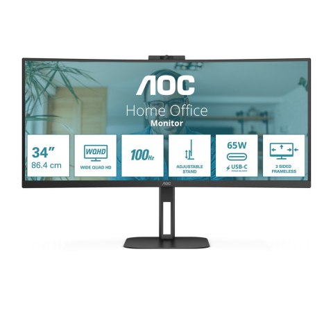 AOC V5 CU34V5C/BK LED display 86,4 cm (34") 3440 x 1440 px Wide Quad HD Czarny AOC V5 CU34V5C/BK LED display 86,4 cm (34") 3440 x 1440 px Wide Quad HD Czarny