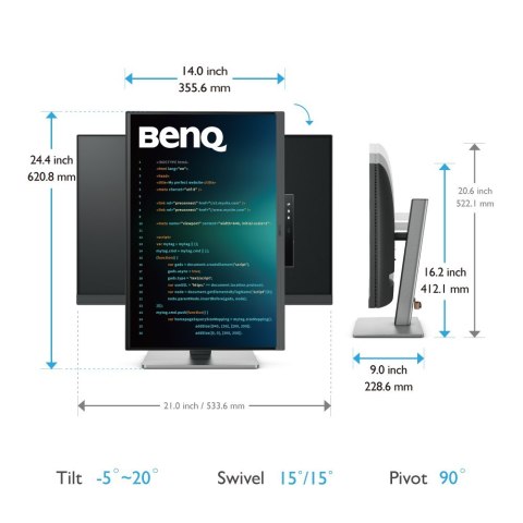 BenQ RD240Q monitor komputerowy 61,2 cm (24.1") 2560 x 1600 px WQXGA LCD Czarny BenQ RD240Q monitor komputerowy 61,2 cm (24.1") 2560 x 1600 px WQXGA LCD Czarny