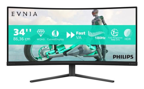 Philips Evnia 34M2C3500L/00 monitor komputerowy 86,4 cm (34") 3440 x 1440 px Wide Quad HD LCD Czarny Philips Evnia 34M2C3500L/00 monitor komputerowy 86,4 cm (34") 3440 x 1440 px Wide Quad HD LCD Czarny