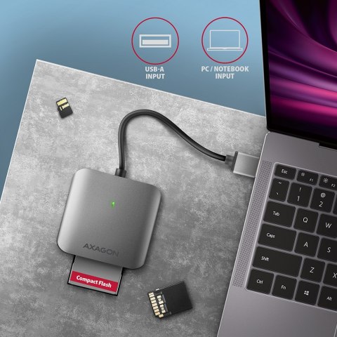 Axagon CRE-S3 External card reader USB-A 3.2 Gen 1 3-slot & lun SD/microSD/CF czytnik kart USB 3.2 Gen 1 (3.1 Gen 1) Type-A Szar Axagon CRE-S3 External card reader USB-A 3.2 Gen 1 3-slot & lun SD/microSD/CF czytnik kart USB 3.2 Gen 1 (3.1 Gen 1) Type-A Szar