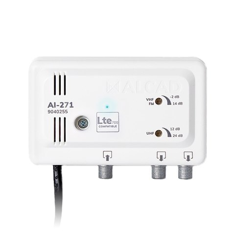Wzmacniacz telewizyjny szerokopasmowy Alcad AI-271 1we/2wy LTE700 Wzmacniacz telewizyjny szerokopasmowy Alcad AI-271 1we/2wy LTE700