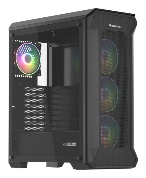 Obudowa NATEC Genesis Irid 505 ARGB NPC-1518 (ATX. Micro ATX. Mini ITX; kolor czarny) Obudowa NATEC Genesis Irid 505 ARGB NPC-1518 (ATX. Micro ATX. Mini ITX; kolor czarny)
